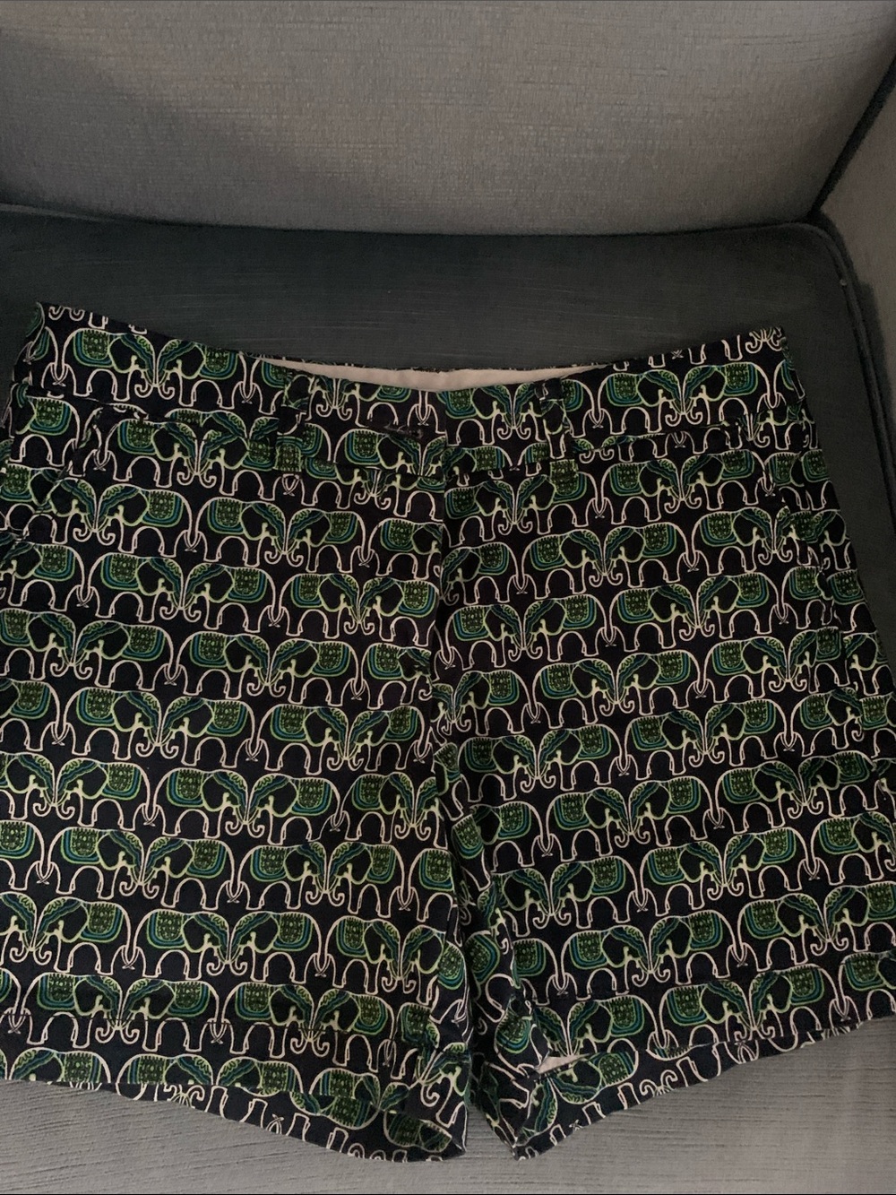 Crown & Ivy Women's Green/Navy Elephant Print Shorts. Size 6